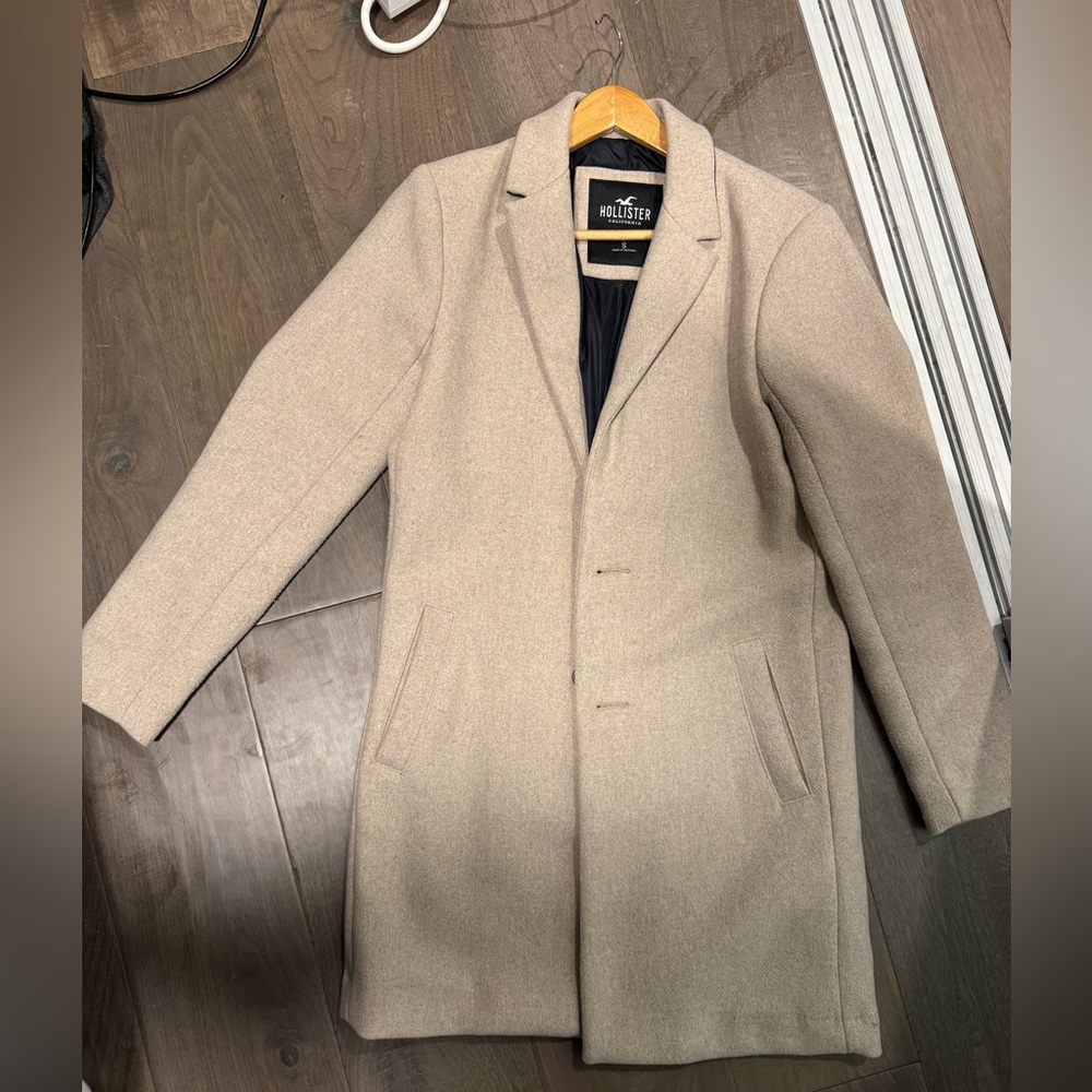 HOLLISTER TAN TOPCOAT TRENCH COAT SIZE S MEN